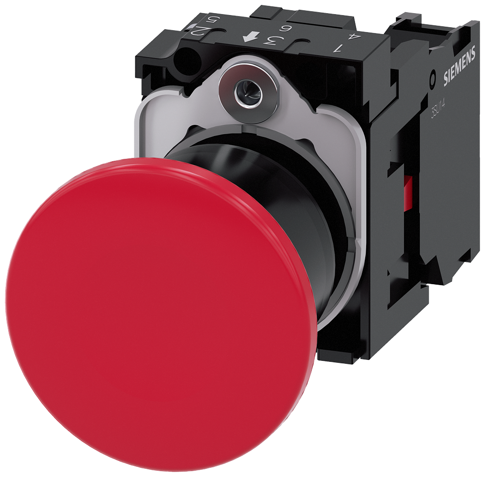 Siemens 3SU1100-1BA20-1CA0 Sirius ACT Plastik Çek-Kur 1NC Komple Acil Stop Mantar Butonlar 40mm
