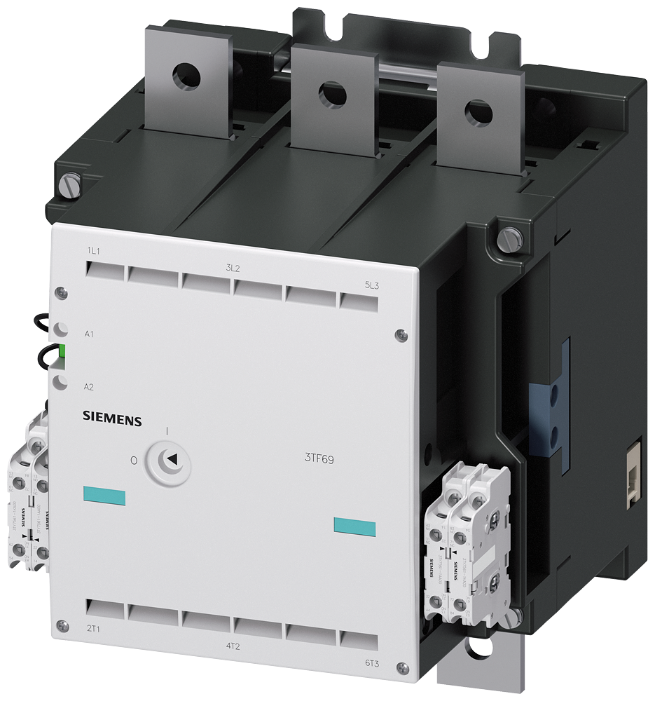 Siemens 3TF6944-0CF7 Vakum kontaktörü AC-3e 630 A, 335 kW / 400 V, AC-3 820 A, 450 kW / 400 V, Ue 690 V, 3 kutuplu, Uc: 110-132 V AC (50/60 Hz) sürücü: konvansiyonel yardımcı kontaklar 4 NO + 4 NC ana devre: bara kontrolü ve yardımcı devre: vidalı termina