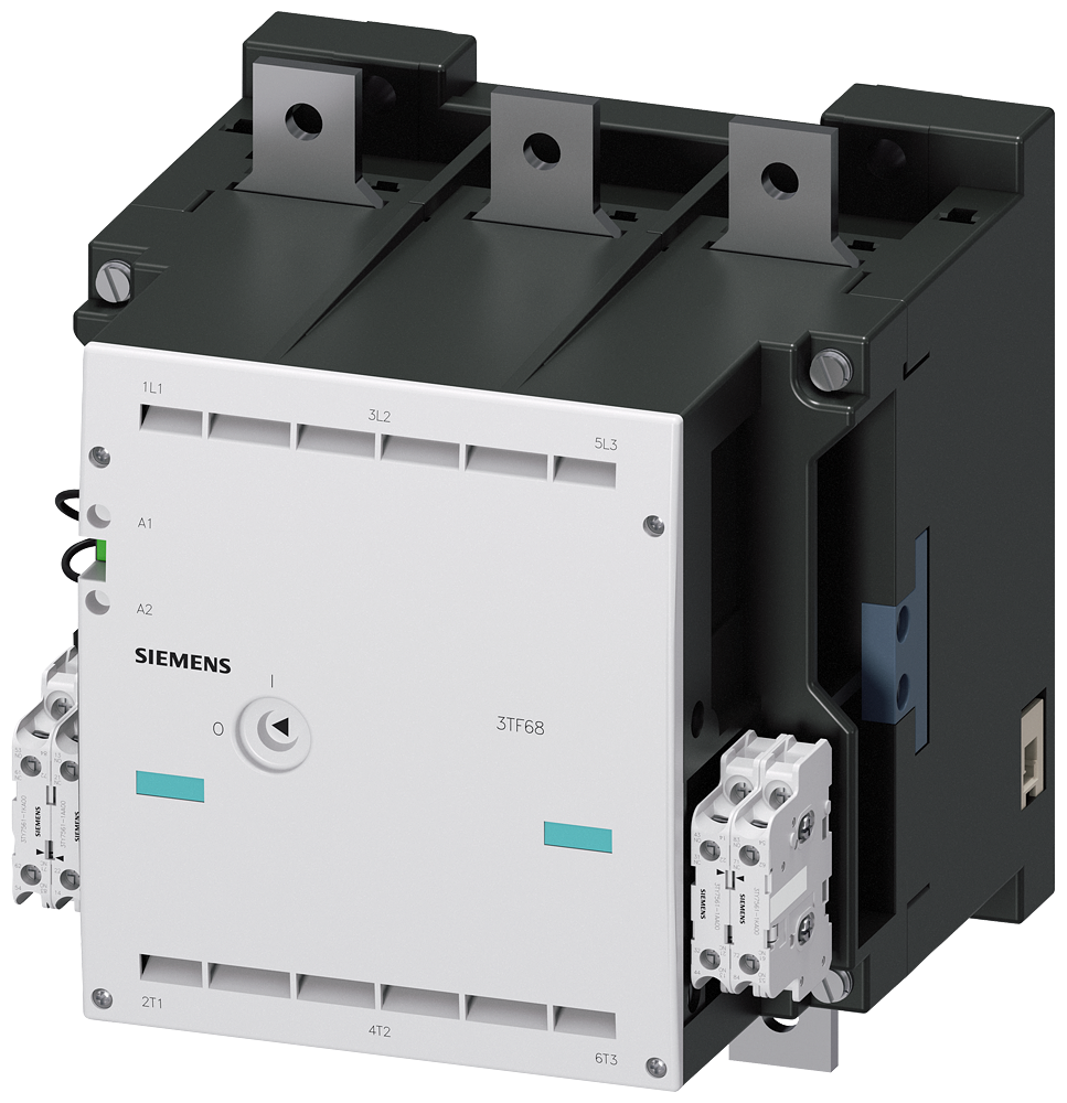 Siemens 3TF6844-0CQ7 Vakum kontaktörü AC-3e/AC-3 630 A, 335 kW / 400 V, Ue 690 V, 3 kutuplu, Uc: 380-460 V AC (50/60 Hz) sürücü: konvansiyonel yardımcı kontaklar 4 NO + 4 NC ana devre: bara kontrolü ve yardımcı devre: vidalı terminal