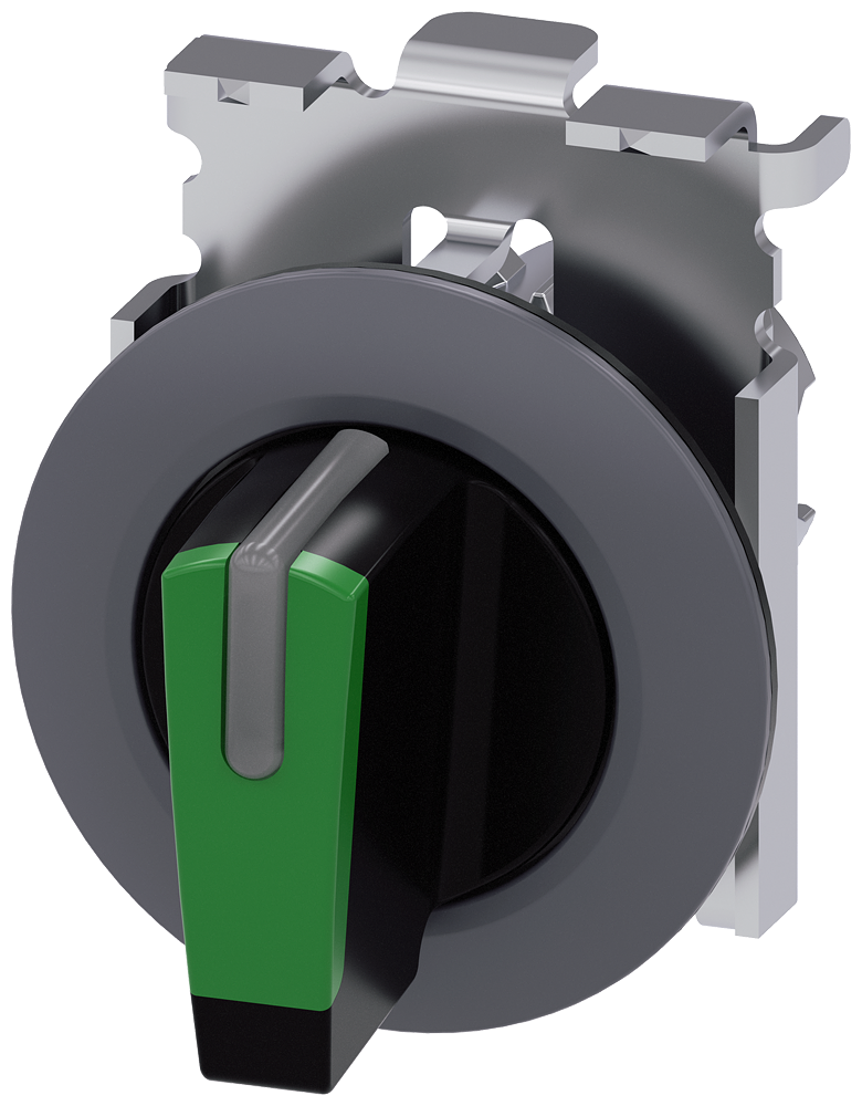 Siemens 3SU1062-2DL40-0AA0 Sirius ACT Mat Metal Yassı Tip 30 mm 1-0-2 pozisyonlu ışıklandırılabilir kalıcı mandal buton yeşil