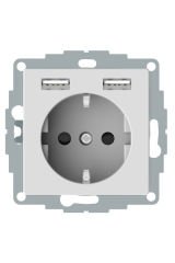 Schneider (MTN2366-0325) USB Type A+A 2,4A prizli topraklı priz, çocuk korumalı, Aktif Beyaz