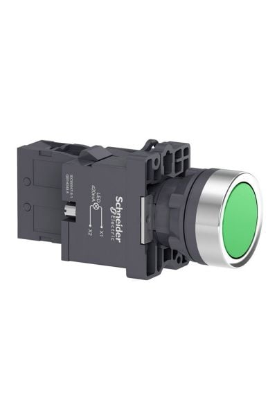 Schneider (XA2EW33M1) 1 NAYeşil Işıklı, yaylı butonlar  220 V AC/ DC