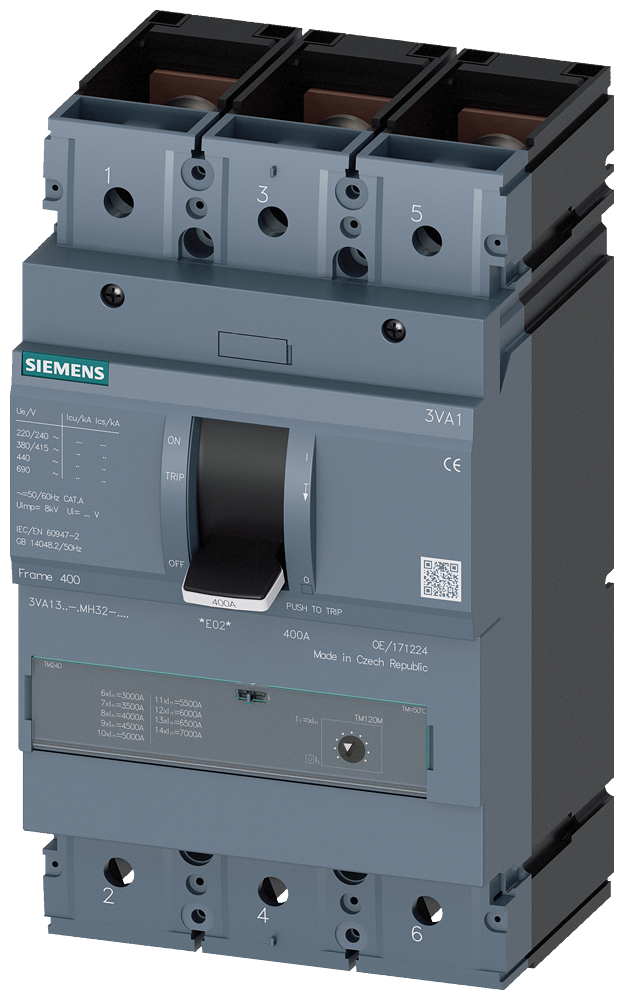 Siemens 3VA1332-5MH32-0AA0 SENTRON SERİSİ KOMPAKT TİP STARTER KORUMA GÜÇ ŞALTERİ;  3VA1; 320A; 55kA; MANYETİK KORUMA; 3 KUTUPLU