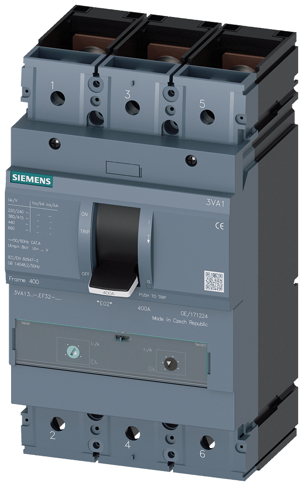Siemens 3VA1332-4EF32-0AA0 SENTRON SERİSİ KOMPAKT TİP TERMİK MANYETİK GÜÇ ŞALTERİ; 3VA13; 36kA; TERMİK AYARLI; MANYETİK AYARLI; 220-320A; 3 KUTUPLU