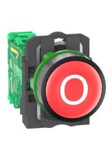 Schneider (ZB5RTA432) Kırmızı taban üzerine   Beyaz  O işareti