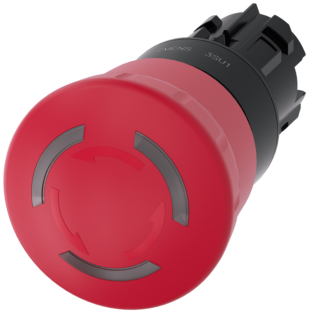 Siemens 3SU1001-1HB20-0AA0 Sirius ACT Plastik Çevir-Kur, ışıklı 40 mm Acil Stop Mantar Butonlar