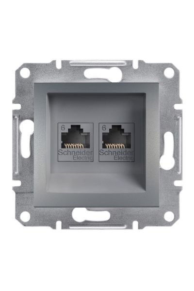 Schneider (EPH4800162) Asfora 2*RJ45 CAT.6 UTP Çelik