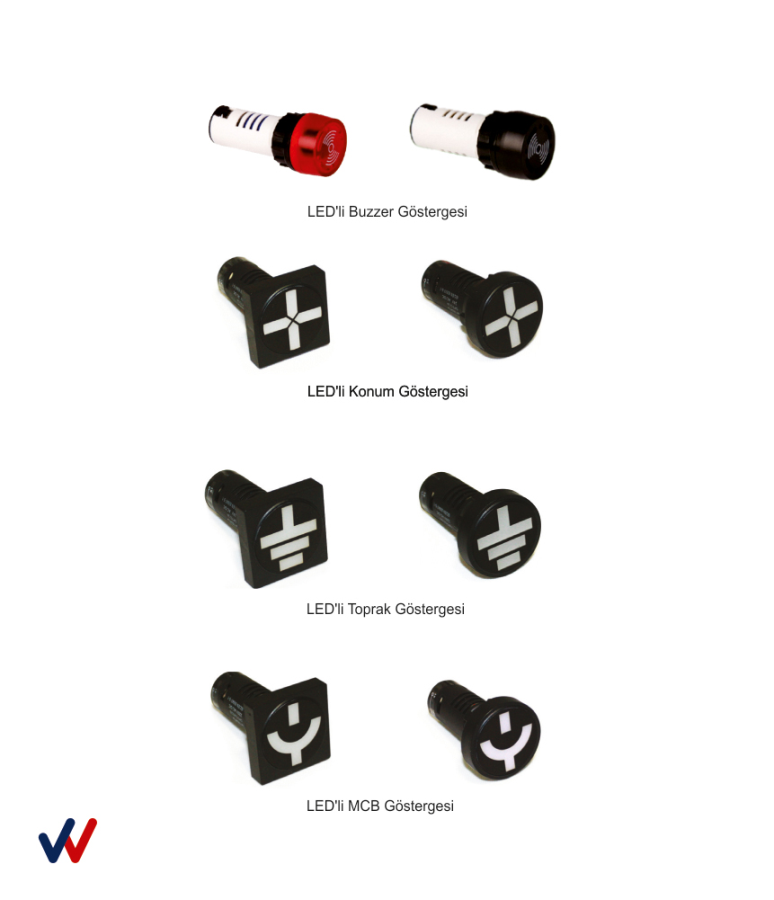 Ledli Konum Göstergesi 125VAC/DC (Kare) Led:Kırmızı/Yeşil