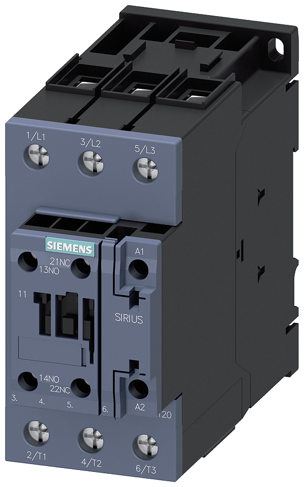 Siemens 3RT2036-1AN20 Güç kontaktörü, AC-3e/AC-3, 51 A, 22 kW / 400 V, 3 kutuplu, 220 V AC, 50/60 Hz, yardımcı kontaklar: 1 NO + 1 NC, vidalı terminal, boyut: S2