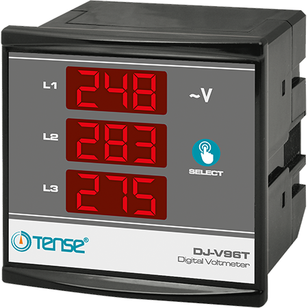 Tense (DJ-V96T ) Dijital 3 Faz Voltmetre 96x96mm (1-500V AC)