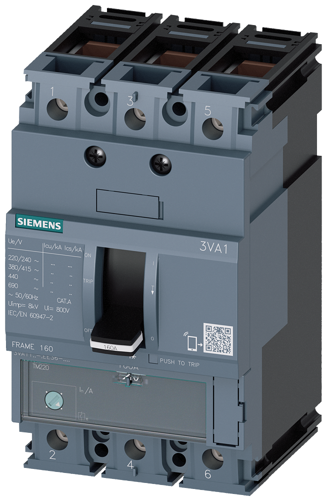 Siemens 3VA1196-4EE36-0AA0 SENTRON SERİSİ KOMPAKT TİP TERMİK MANYETİK GÜÇ ŞALTERİ; 3VA11; 36kA; TERMİK AYARLI; SABİT MANYETİK; 11-16A; 3 KUTUPLU